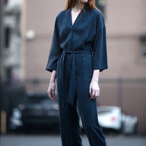 Shades of Grey by Micah Cohen - Collarless Button Jumpsuit - Denim